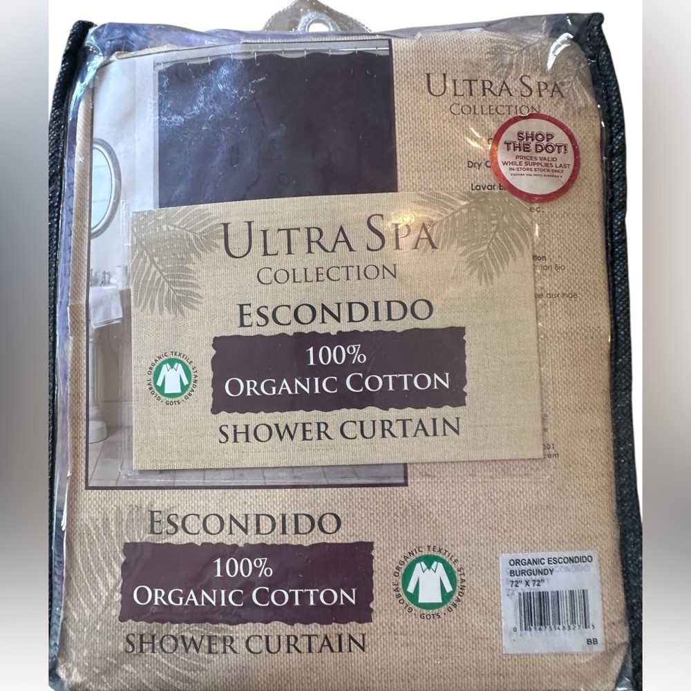 Park B Smith Ultra Spa Collection 100% organic cotton‎ Shower Curtain burgundy